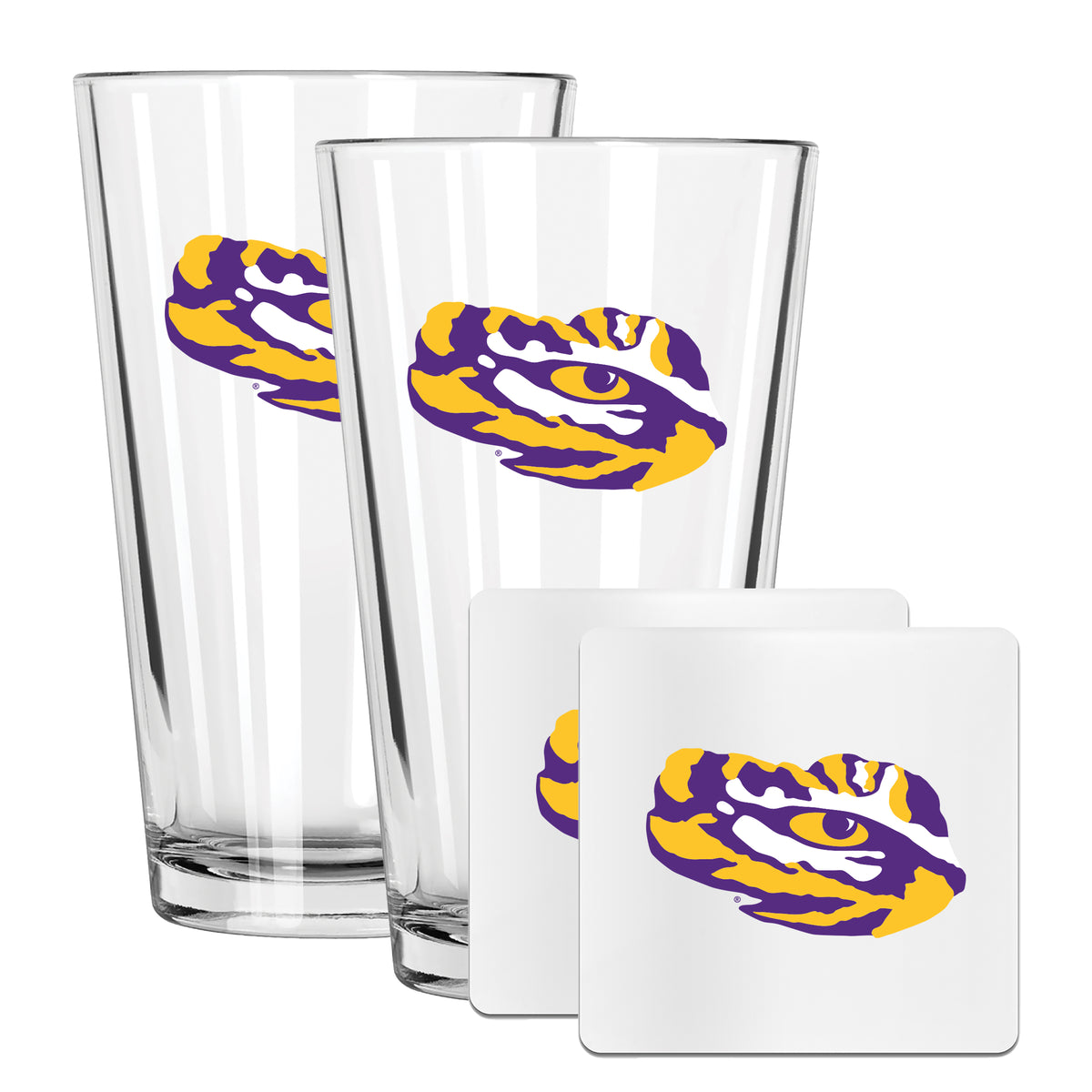 2 Pack Pint and Coasters set | Louisiana State University