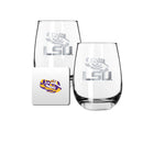 2 Pack Stemless Wine Glasses and Coaster set | Louisiana State University