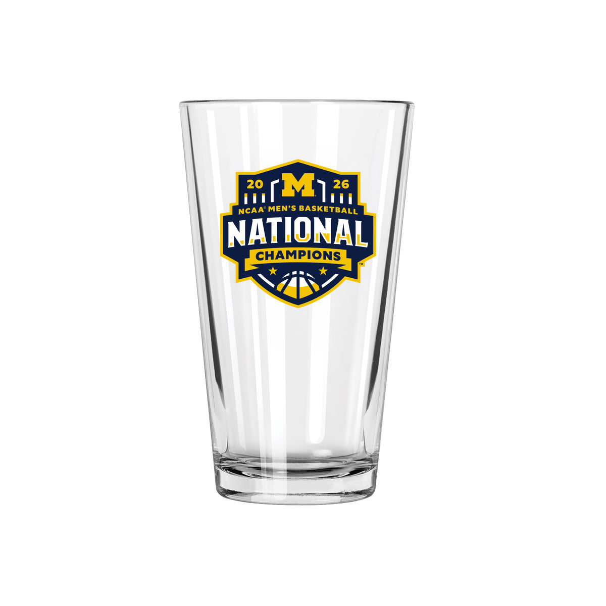 16oz Pint Glass, National Basketball Champs 2026, University of Michigan