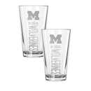 2PK 16oz Pint Glass Pinnacel Design |    Michigan