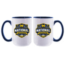 2pk 15oz White Mug w/Navy I/C, National Basketball Champs 2026, University of Michigan
