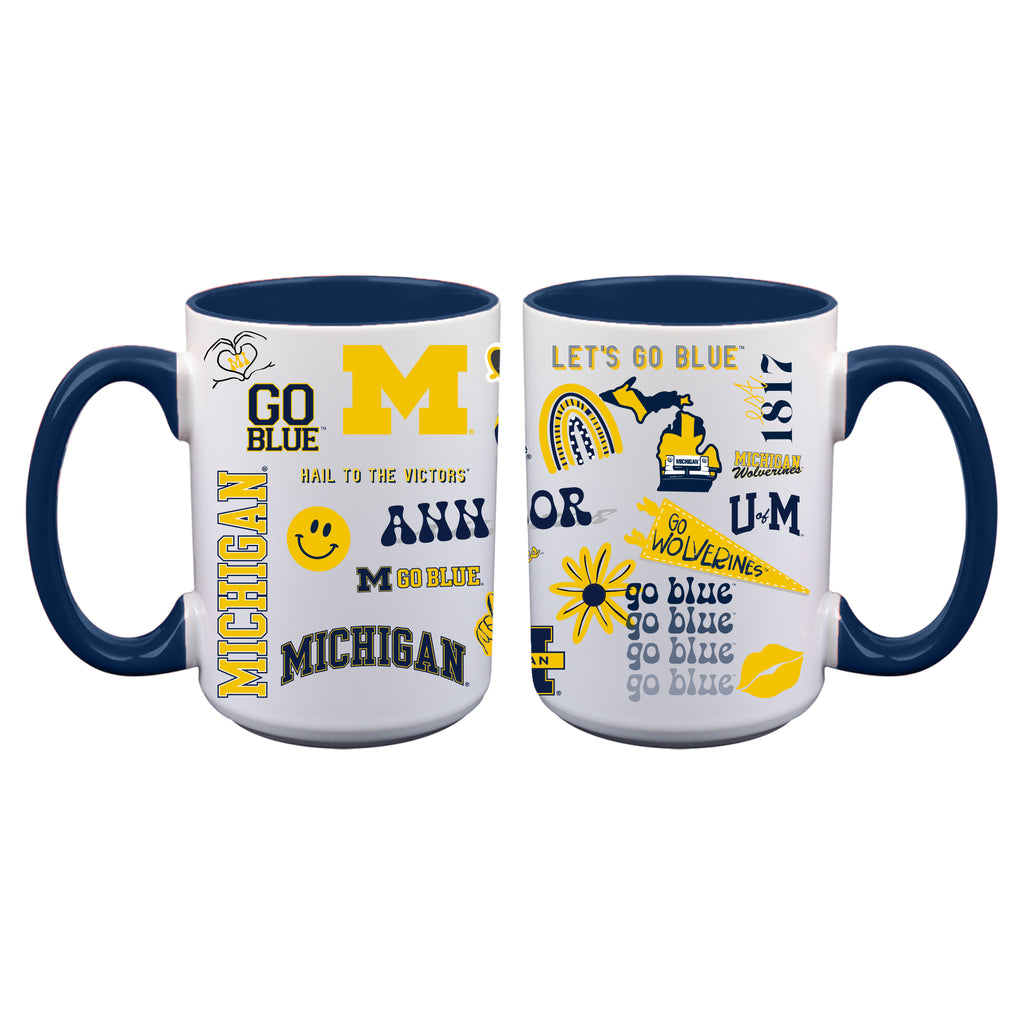 2pk 15oz White Mug Loco Design | Michigan