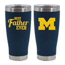 20oz Navy Stainless Steel Tumbler, Direct Print, Best Dad Ever Design, University of Michigan