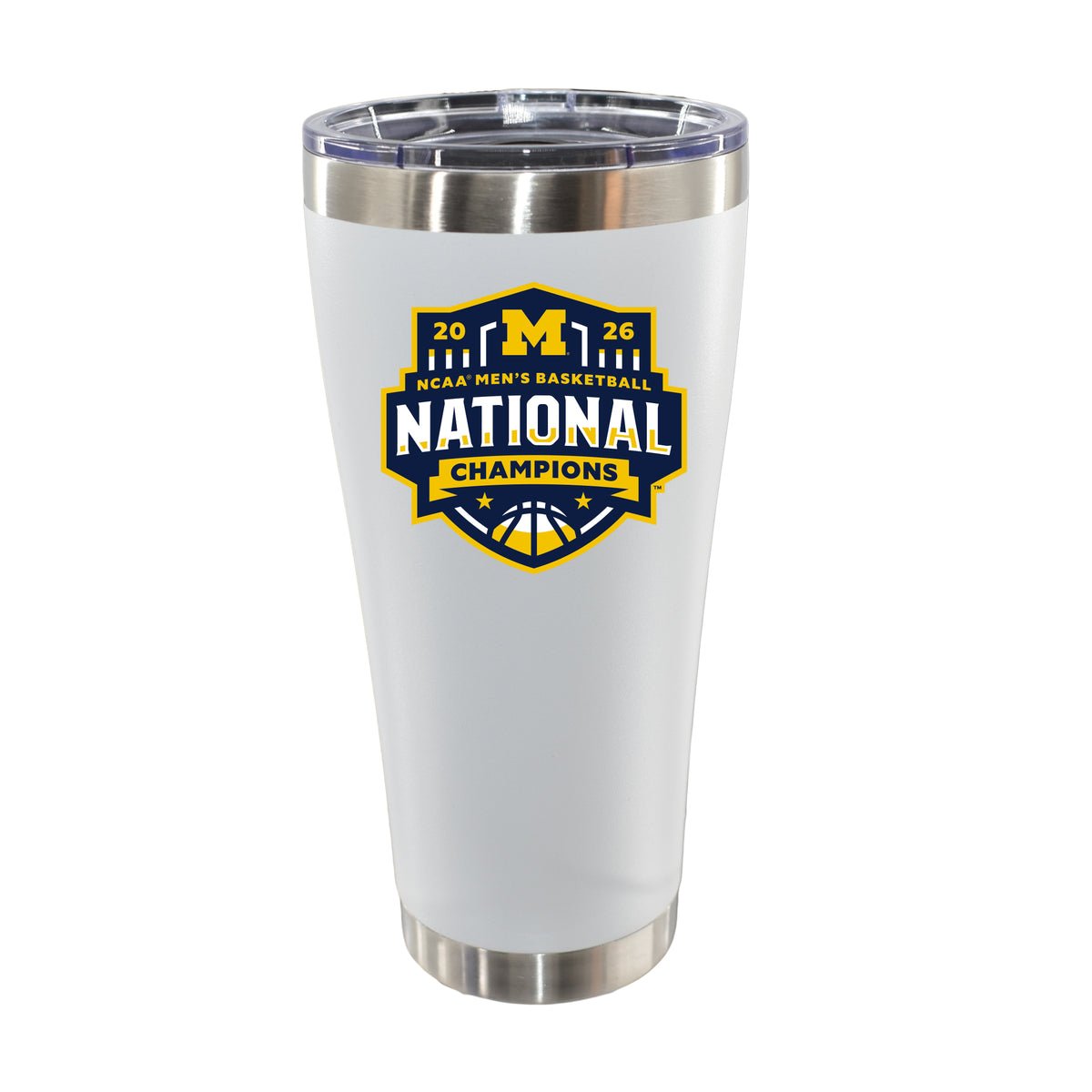 30oz White SS Tumbler, DP, National Basketball Champs 2026, University of Michigan