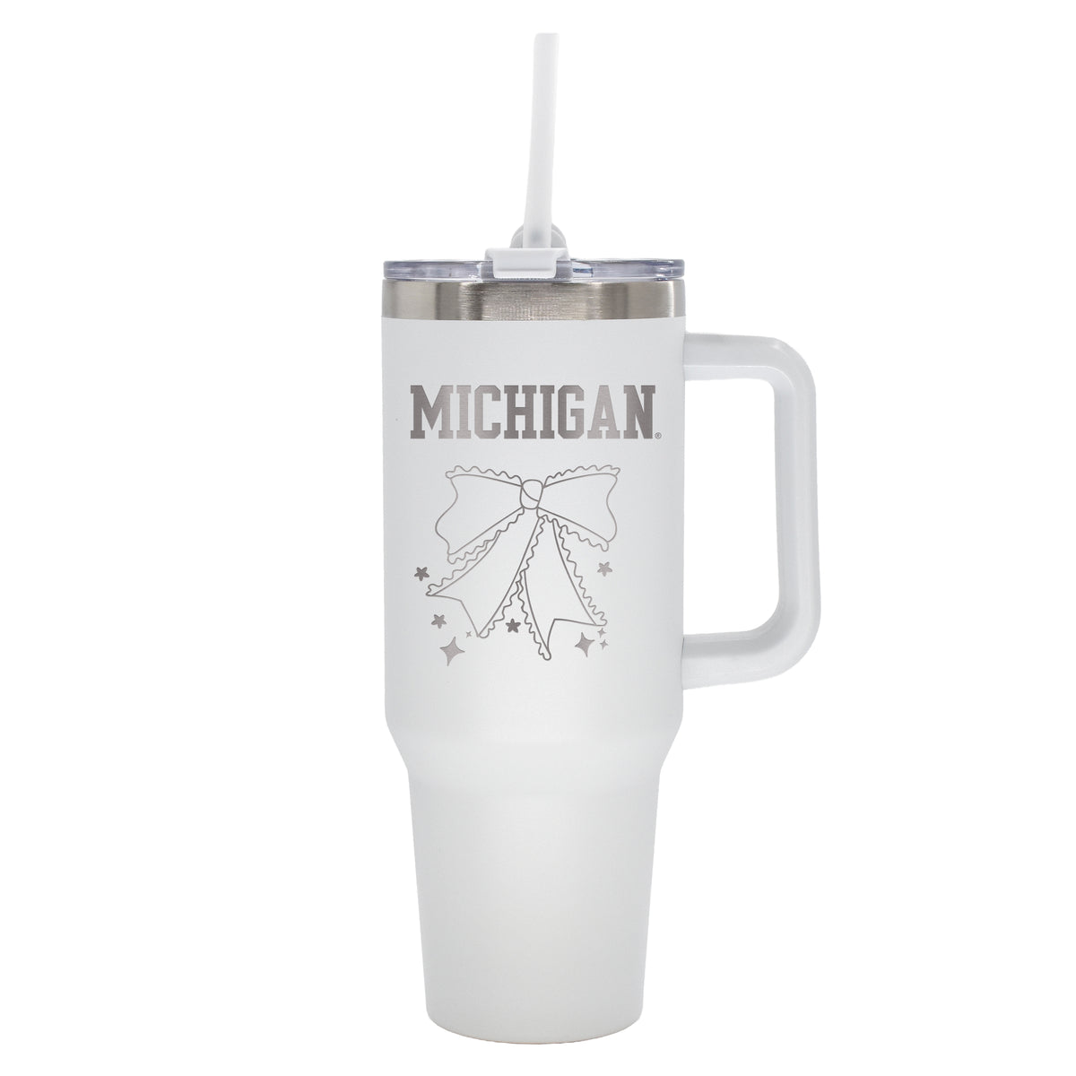  Michigan 40oz Bow White Stainless Steel Colossal Tumbler 