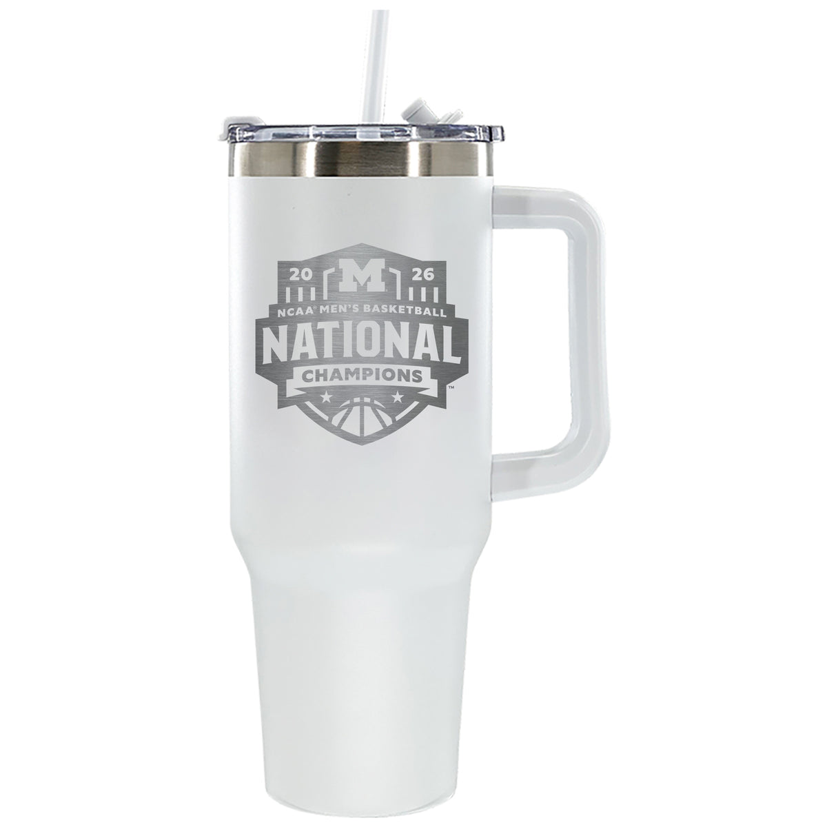 40oz White Colossal Tumbler, ETC, National Basketball Champs 2026, University of Michigan