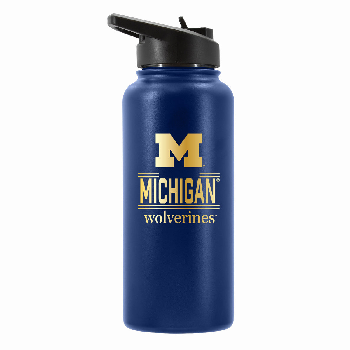 32 oz Stainless Steel Water Bottle with Gold Etched Classic Crew Team Design, University of Michigan