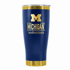 24 oz Stainless Steel Tumbler with Gold Accents & Etched Classic Crew Team Design, University of Michigan