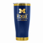 24 oz Stainless Steel Tumbler with Gold Accents & Etched Classic Crew Team Design, University of Michigan