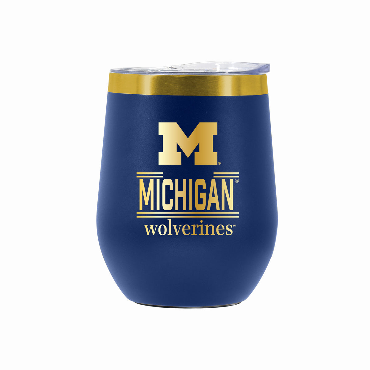 12 oz Stainless Steel Wine Tumbler with Gold Etched Classic Crew Team Design, University of Michigan