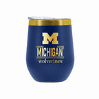12 oz Stainless Steel Wine Tumbler with Gold Etched Classic Crew Team Design, University of Michigan