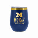 12 oz Stainless Steel Wine Tumbler with Gold Etched Classic Crew Team Design, University of Michigan