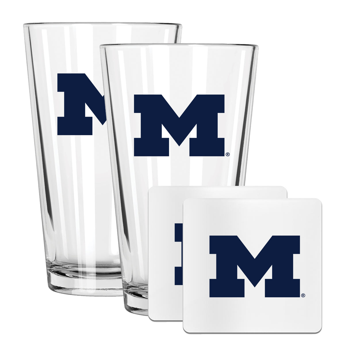 2 Pack Pint and Coasters set  | University Of Michigan