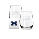 2 Pack Stemless Wine Glasses and Coaster set | University Of Michigan