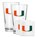 2 Pack Pint and Coasters set  | University Of Miami