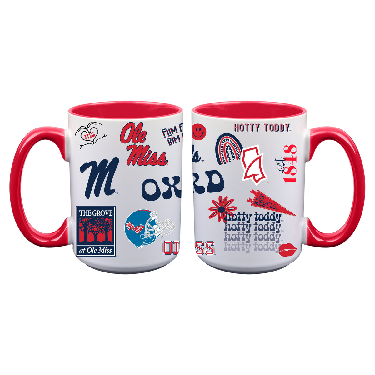 2pk 15oz White Mug Loco Design | Ole Miss