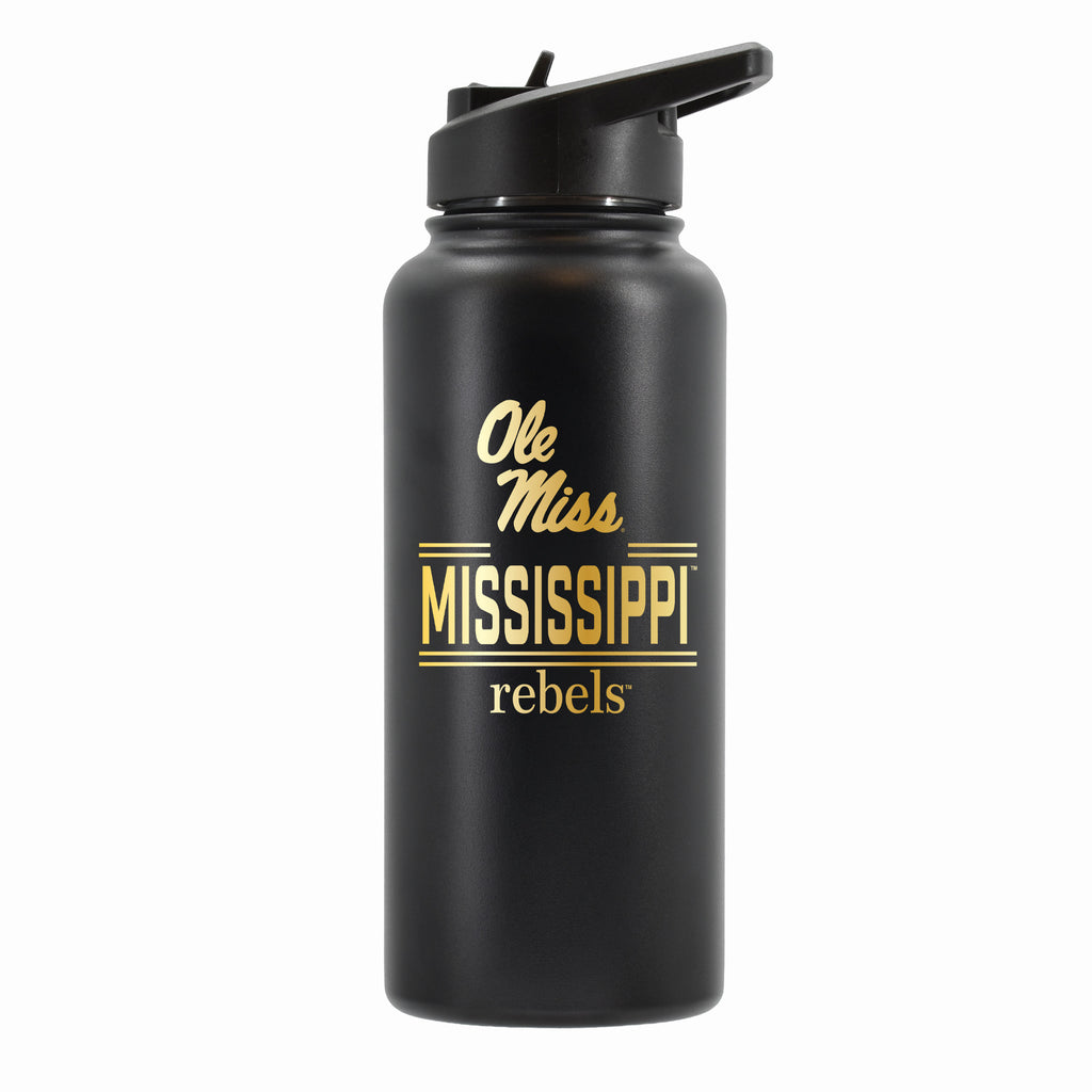 32 oz Stainless Steel Water Bottle with Gold Etched Classic Crew Team Design, University of Mississippi