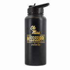 32 oz Stainless Steel Water Bottle with Gold Etched Classic Crew Team Design, University of Mississippi