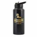 32 oz Stainless Steel Water Bottle with Gold Etched Classic Crew Team Design, University of Mississippi