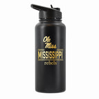 32 oz Stainless Steel Water Bottle with Gold Etched Classic Crew Team Design, University of Mississippi