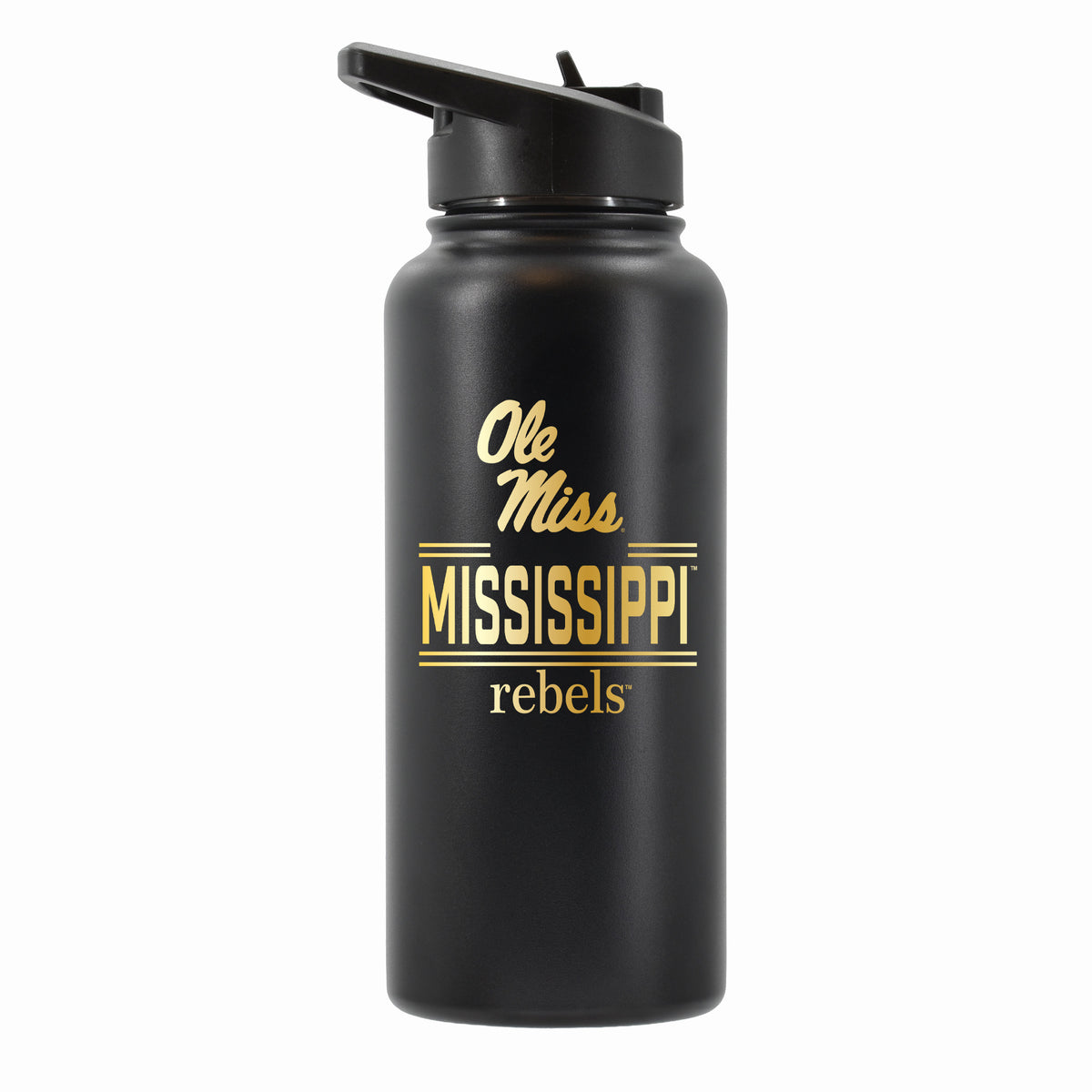 32 oz Stainless Steel Water Bottle with Gold Etched Classic Crew Team Design, University of Mississippi