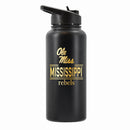 32 oz Stainless Steel Water Bottle with Gold Etched Classic Crew Team Design, University of Mississippi