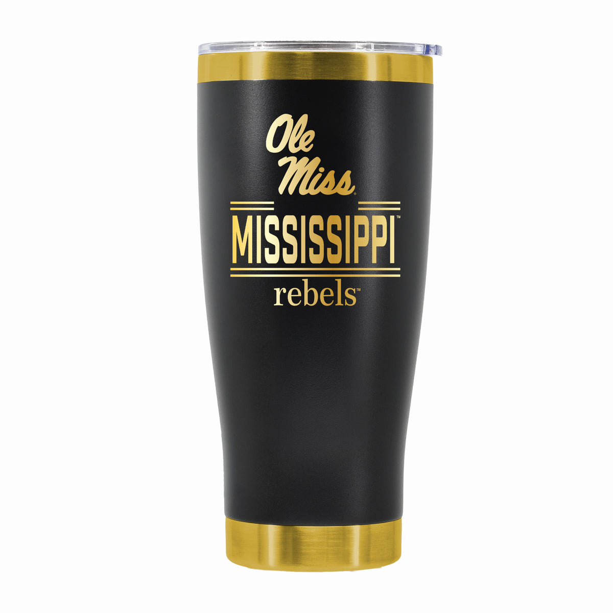 24 oz Stainless Steel Tumbler with Gold Accents & Etched Classic Crew Team Design, University of Mississippi