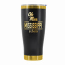 24 oz Stainless Steel Tumbler with Gold Accents & Etched Classic Crew Team Design, University of Mississippi