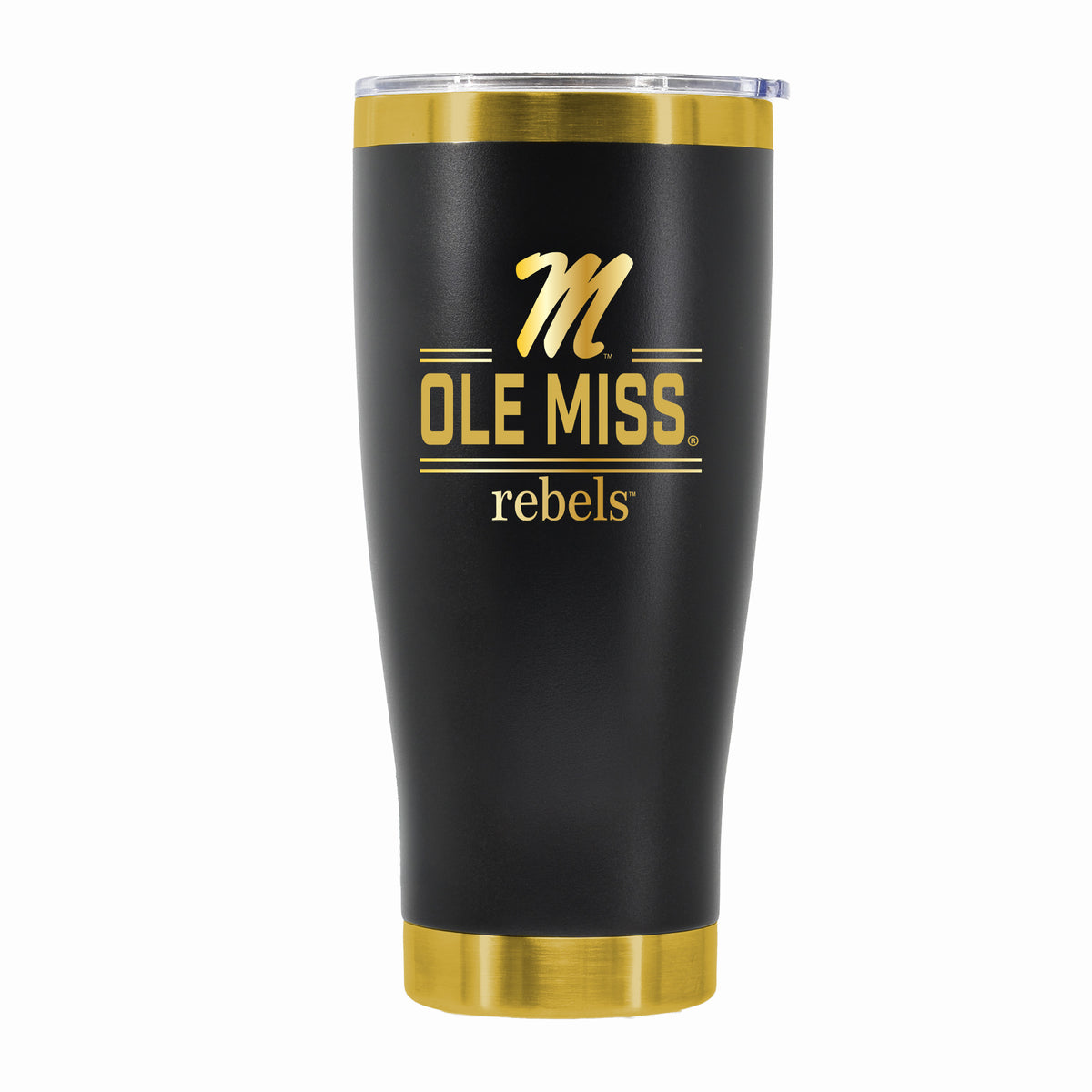 24 oz Stainless Steel Tumbler with Gold Accents & Etched Classic Crew Team Design, University of Mississippi