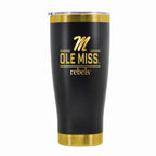 24 oz Stainless Steel Tumbler with Gold Accents & Etched Classic Crew Team Design, University of Mississippi