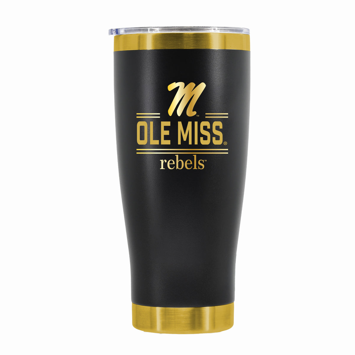 24 oz Stainless Steel Tumbler with Gold Accents & Etched Classic Crew Team Design, University of Mississippi