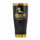 24 oz Stainless Steel Tumbler with Gold Accents & Etched Classic Crew Team Design, University of Mississippi
