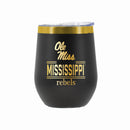 12 oz Stainless Steel Wine Tumbler with Gold Etched Classic Crew Team Design, University of Mississippi