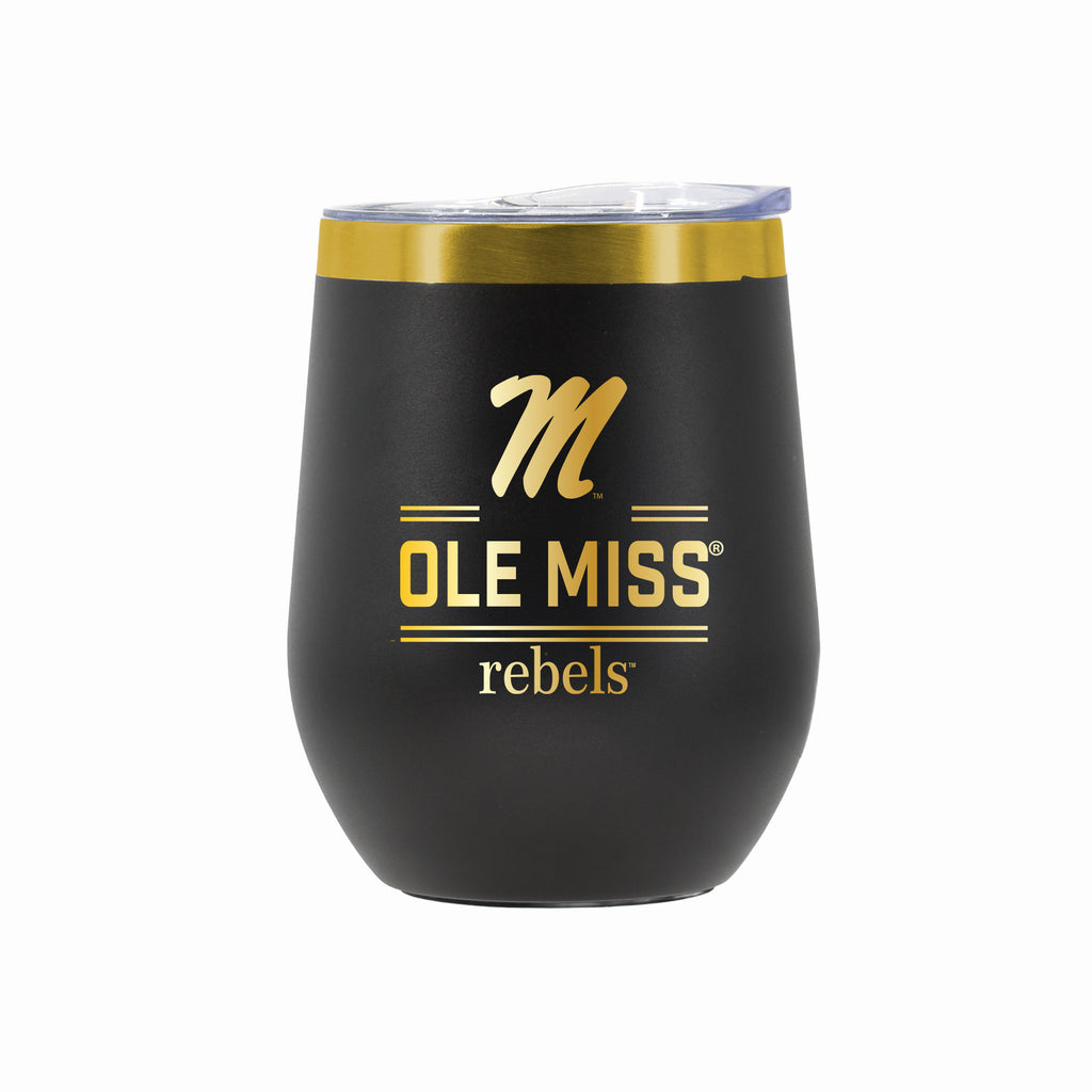 12 oz Stainless Steel Wine Tumbler with Gold Etched Classic Crew Team Design, University of Mississippi