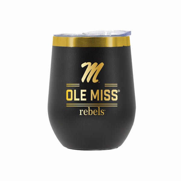 12 oz Stainless Steel Wine Tumbler with Gold Etched Classic Crew Team Design, University of Mississippi