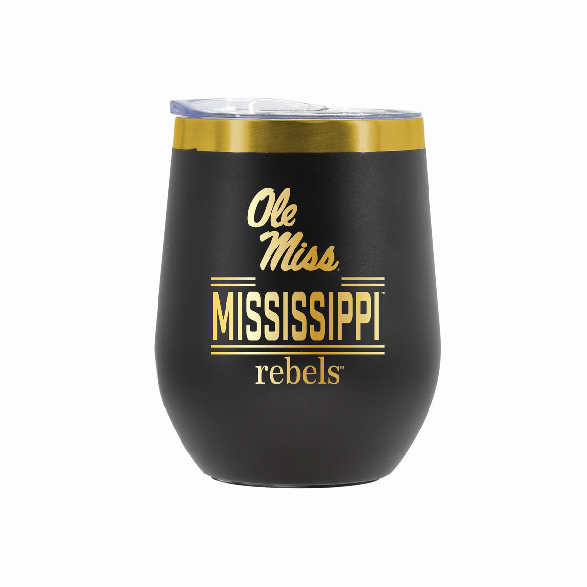 12 oz Stainless Steel Wine Tumbler with Gold Etched Classic Crew Team Design, University of Mississippi