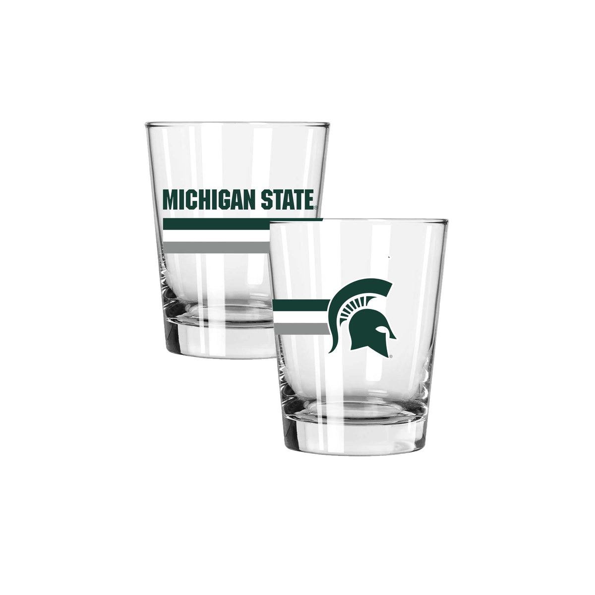 2PK 15oz Old Fashion Glass Big Stripe |  Michigan State