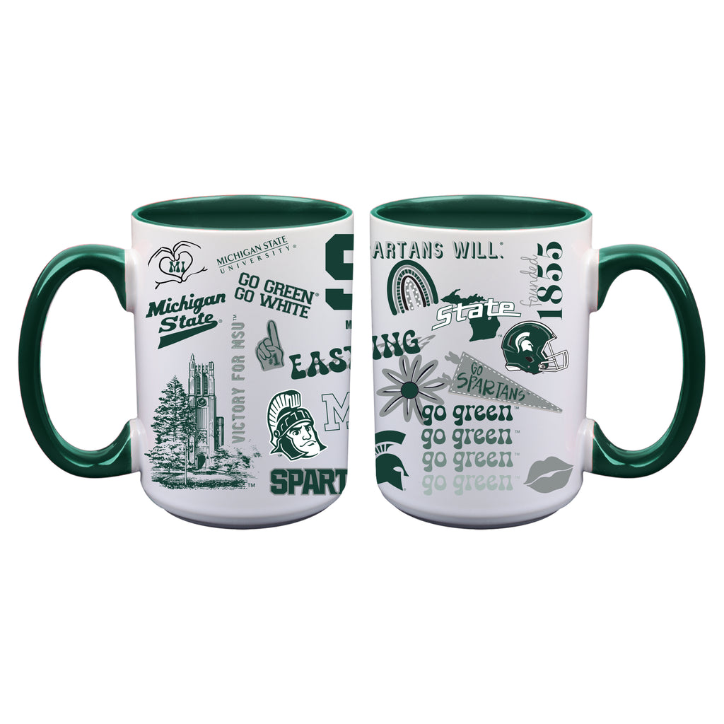 2pk 15oz White Mug Loco Design | Michigan State