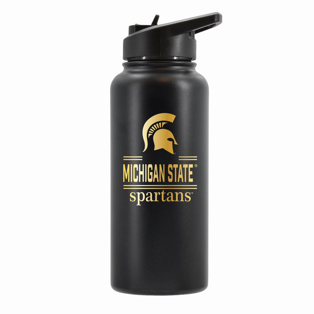 32 oz Stainless Steel Water Bottle with Gold Etched Classic Crew Team Design, Michigan State University