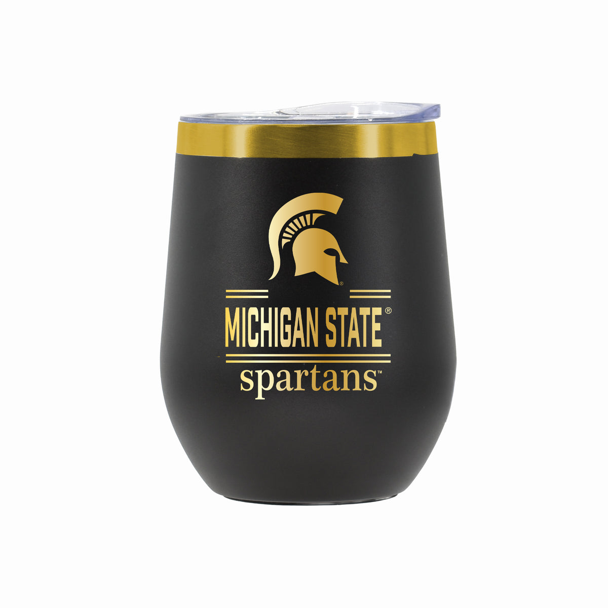 12 oz Stainless Steel Wine Tumbler with Gold Etched Classic Crew Team Design, Michigan State University