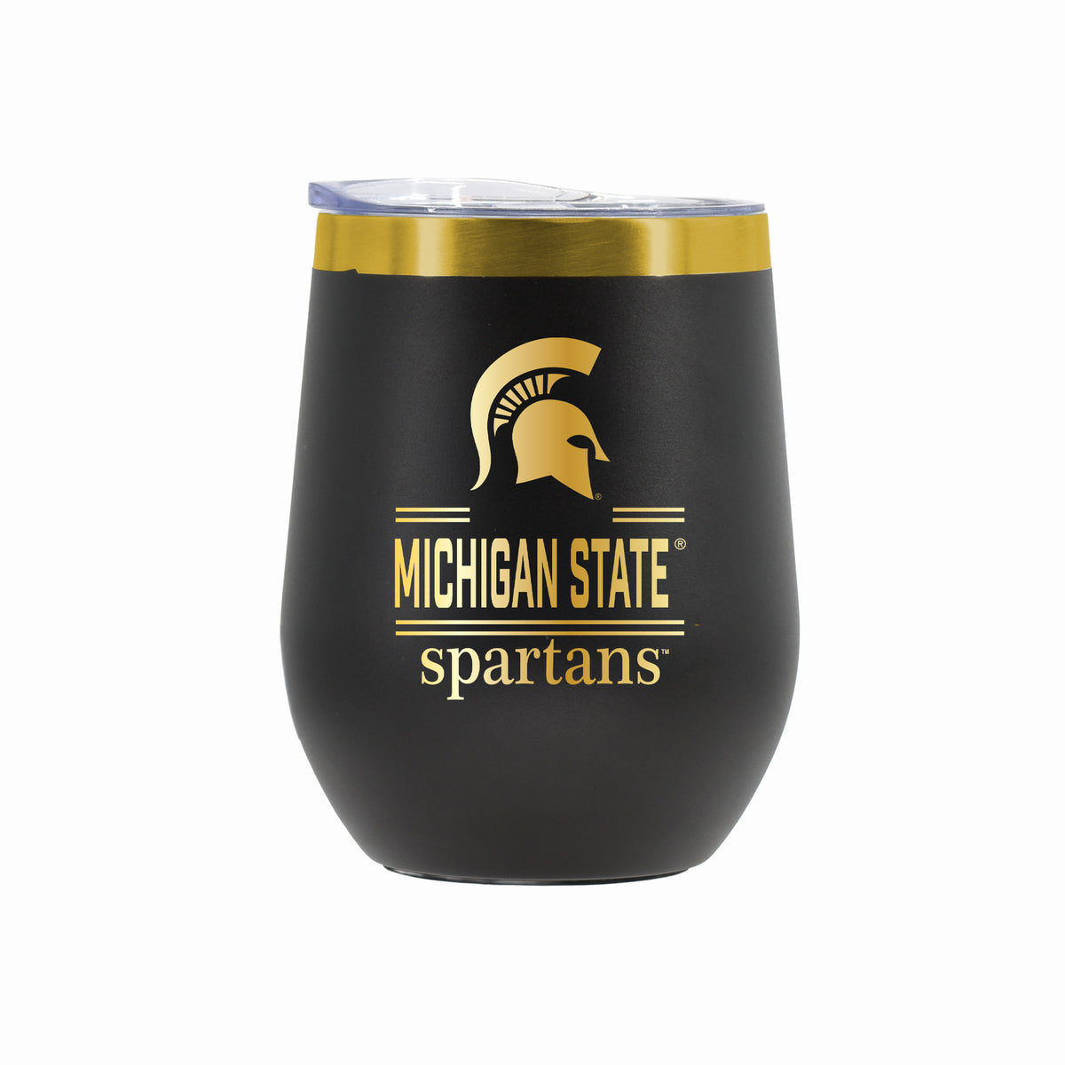 12 oz Stainless Steel Wine Tumbler with Gold Etched Classic Crew Team Design, Michigan State University