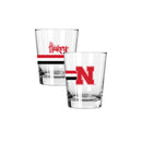 2PK 15oz Old Fashion Glass Big Stripe | Nebraska