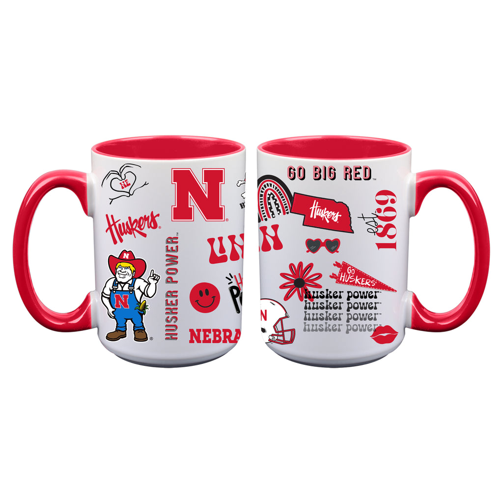 2pk 15oz White Mug Loco Design | Nebraska
