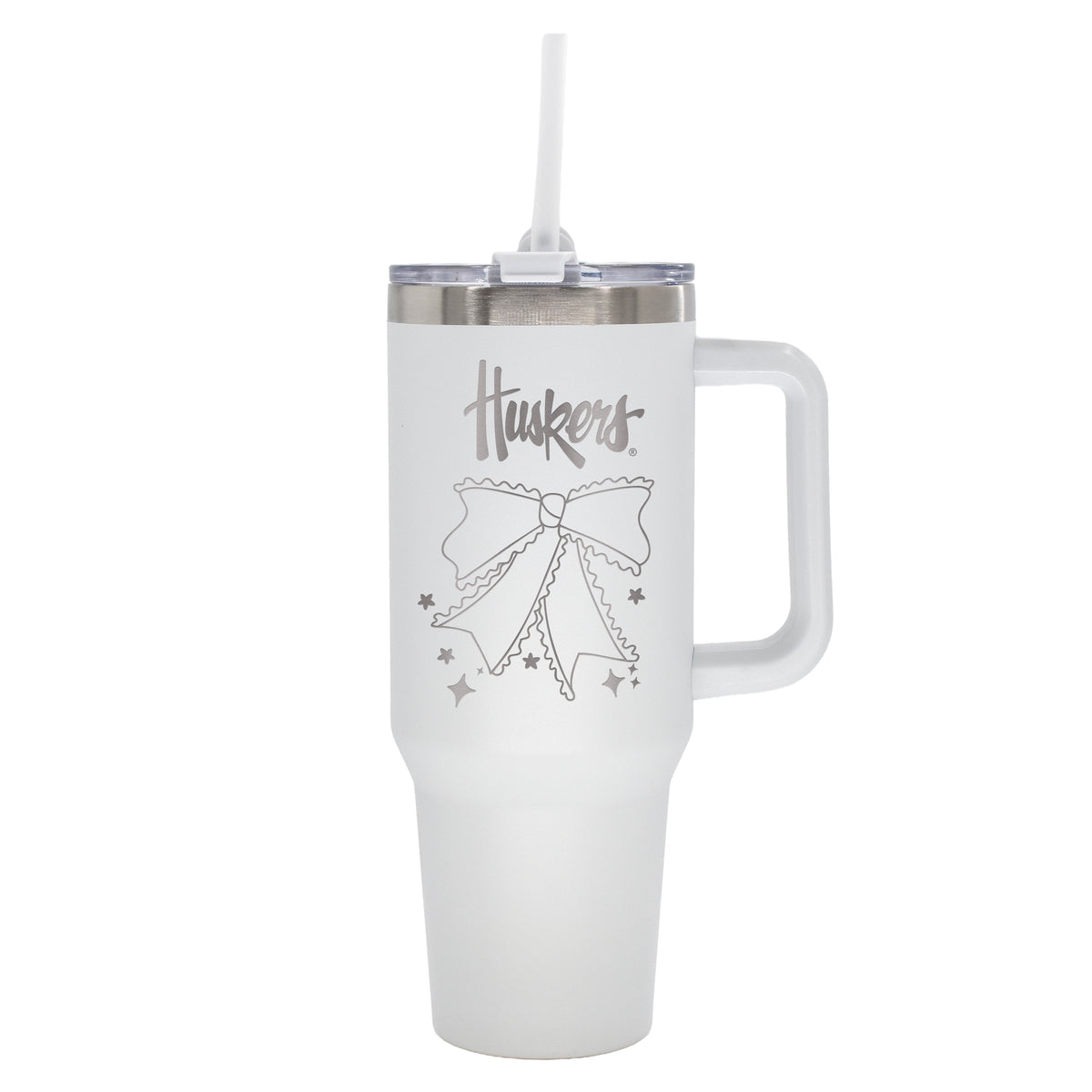  Nebraska 40oz Bow White Stainless Steel Colossal Tumbler 