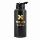 32 oz Stainless Steel Water Bottle with Gold Etched Classic Crew Team Design, Nebraska