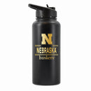 32 oz Stainless Steel Water Bottle with Gold Etched Classic Crew Team Design, Nebraska