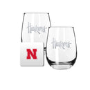 2 Pack Stemless Wine Glasses and Coaster set | University Of Nebraska