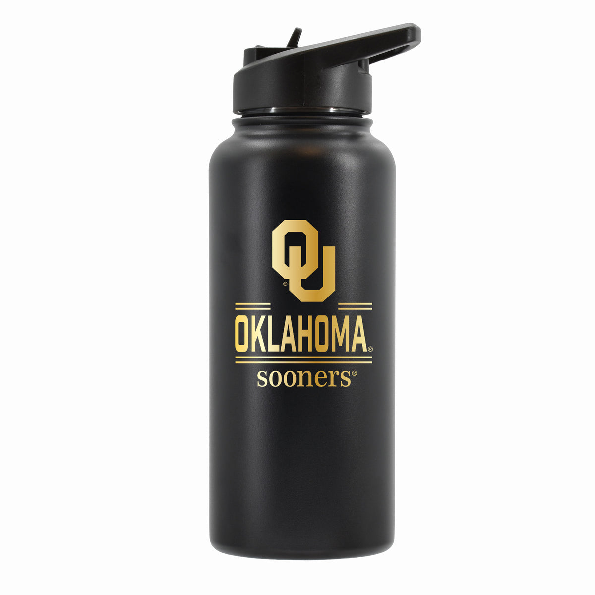 32 oz Stainless Steel Water Bottle with Gold Etched Classic Crew Team Design, University of Oklahoma