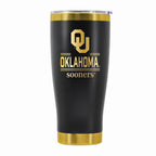 24 oz Stainless Steel Tumbler with Gold Accents & Etched Classic Crew Team Design, University of Oklahoma