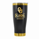 24 oz Stainless Steel Tumbler with Gold Accents & Etched Classic Crew Team Design, University of Oklahoma